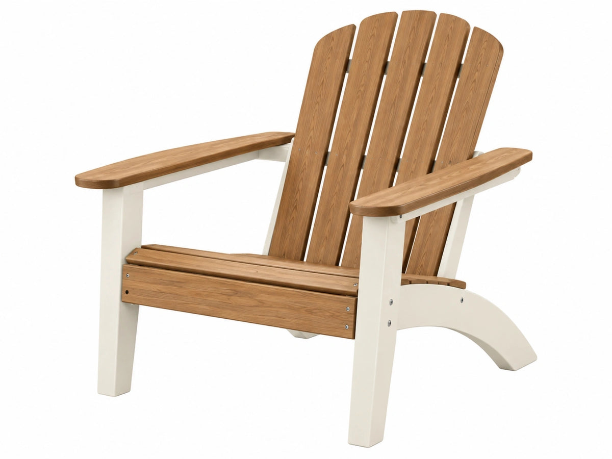 Adirondackstuhl 85 x 80 x 100 cm aus Holz Naturweiß für Garten mit breiten Armlehnen