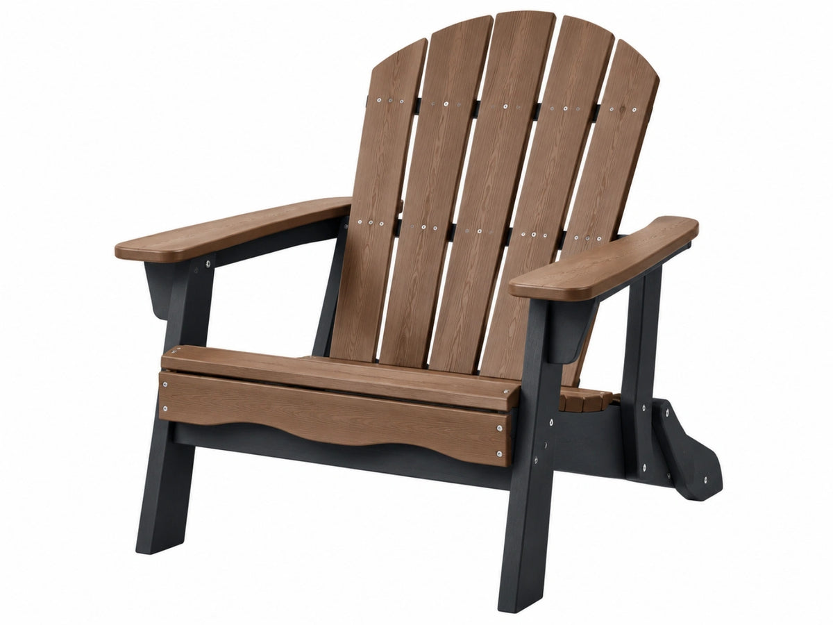 Adirondack-Gartenstuhl 80 x 83 x 100 cm Holzoptik Braun Schwarz mit breiten Armlehnen