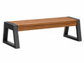 Gartenbank 120 x 40 x 45 cm Holz Braun mit schwarzem Metallgestell im modernen Stil