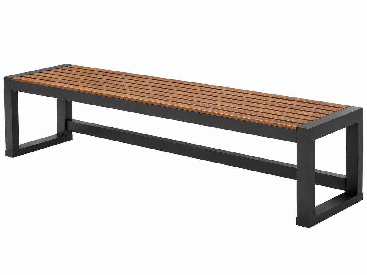 Gartenbank 180 x 40 x 45 cm Holzlatten Schwarz Braun Metallgestell modern