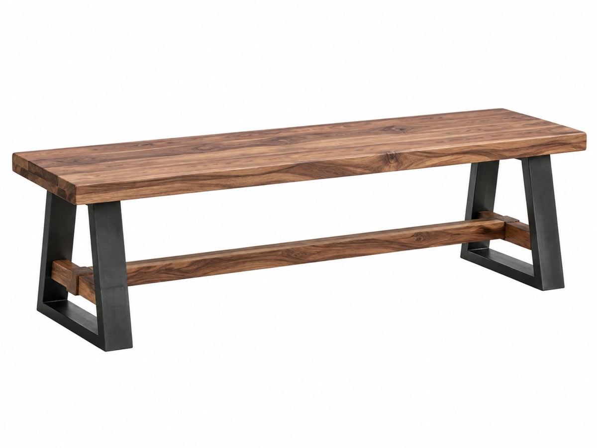 Sitzbank 180 x 40 x 45 cm Holz Metall Braun Schwarz - Industriestil