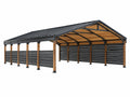 Carport 600 x 600 x 300 cm Stahl Holz Anthrazit freistehend mit Satteldach