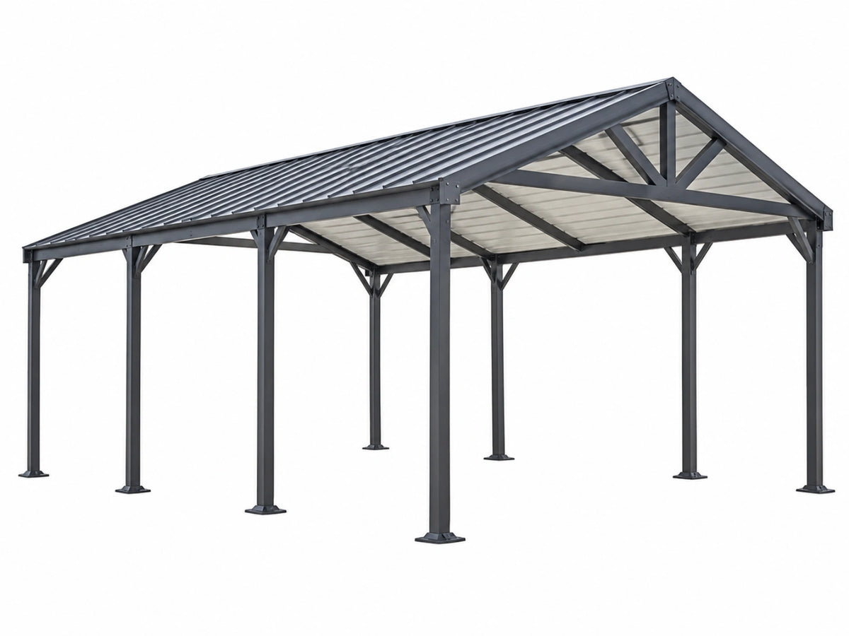 Carport 600 x 300 x 270 cm Stahl Anthrazit mit Polycarbonatdach für Fahrzeuge