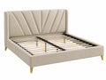Polsterbett 180 x 200 cm in Beige mit Samtbezug Lattenrost und gepolstertem Kopfteil