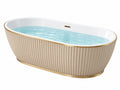 Freistehende Badewanne 170 x 80 x 58 cm Acryl Weiß Gold Oval gerippt