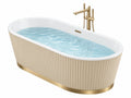 Freistehende Badewanne 170 x 80 x 58 cm Acryl Cremeweiß Goldfarben Geriffelte Verkleidung