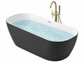 Freistehende Badewanne 170 x 75 x 58 cm Acryl Schwarz Weiß geriffelt