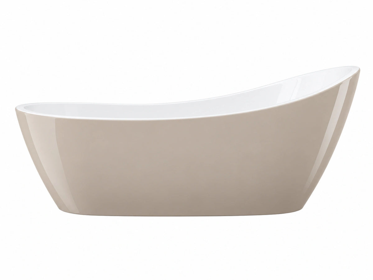 Freistehende Badewanne 170 x 75 x 58 cm Acryl Beige Weiß oval modern