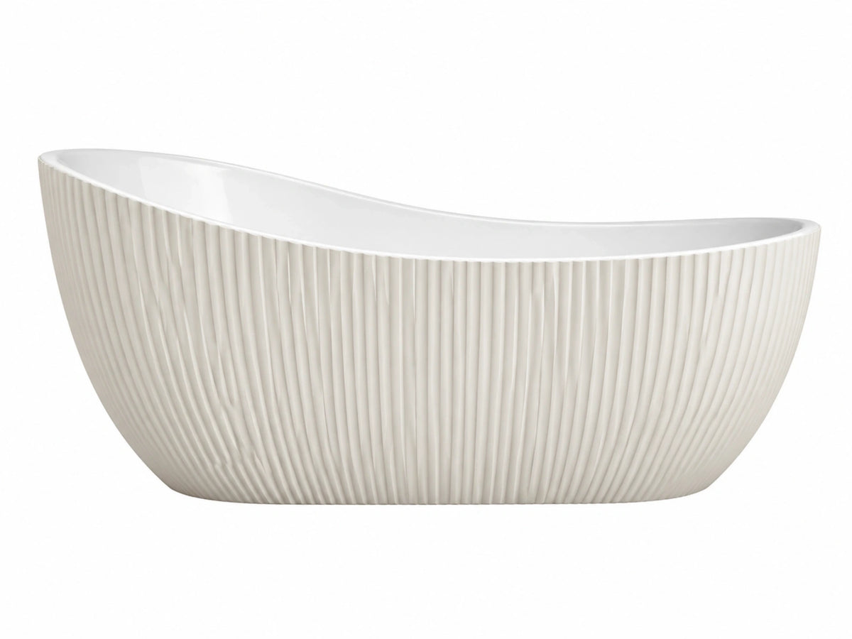 Freistehende Badewanne 170 cm Acryl Weiß gerippte Oberfläche Modern